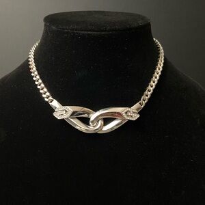 Vintage Givenchy silver tone link logo necklace choker - 1980’s